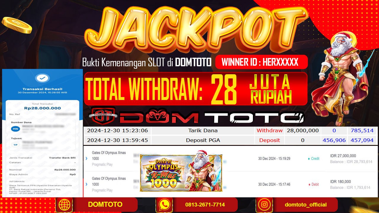 JACKPOT SLOT GATES OF OLYMPUS XMAS 1000 30  DESEMBER 2024